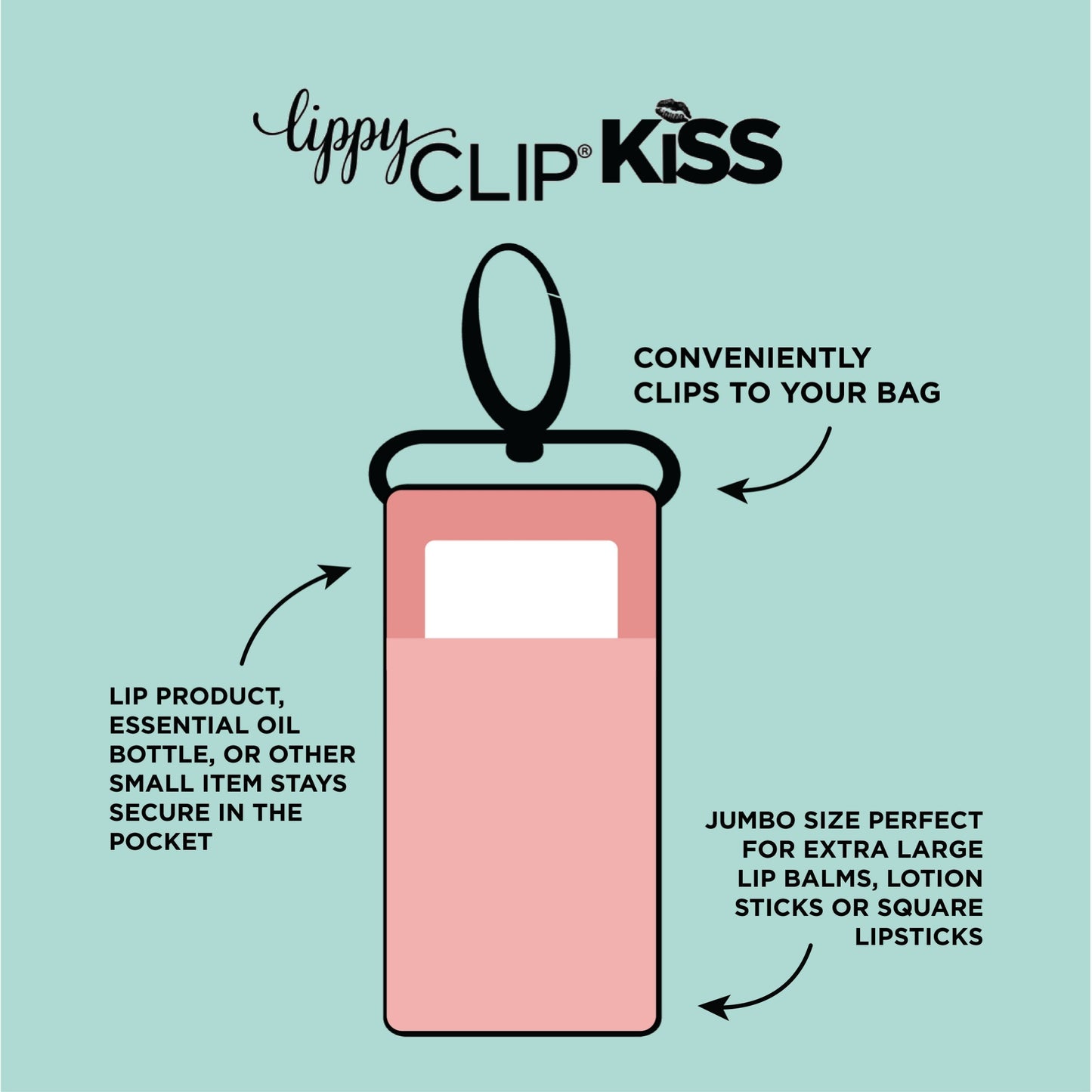 CLASSIC: Cherry Red LippyClipKISS for larger lip balms, essential oil rollers, and more