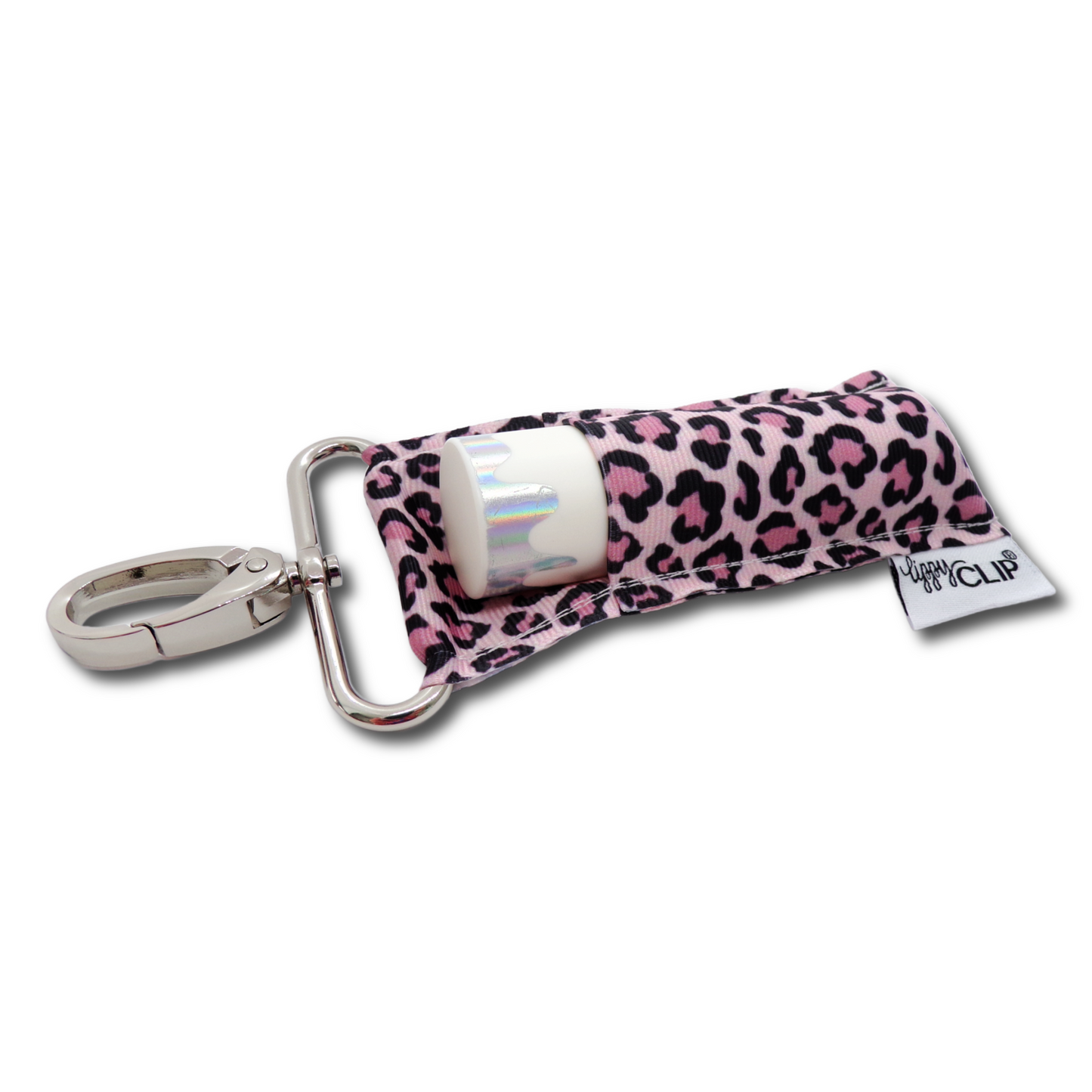 Blush Leopard LippyClip KISS for larger lip balms, essential oil rollers, etc.