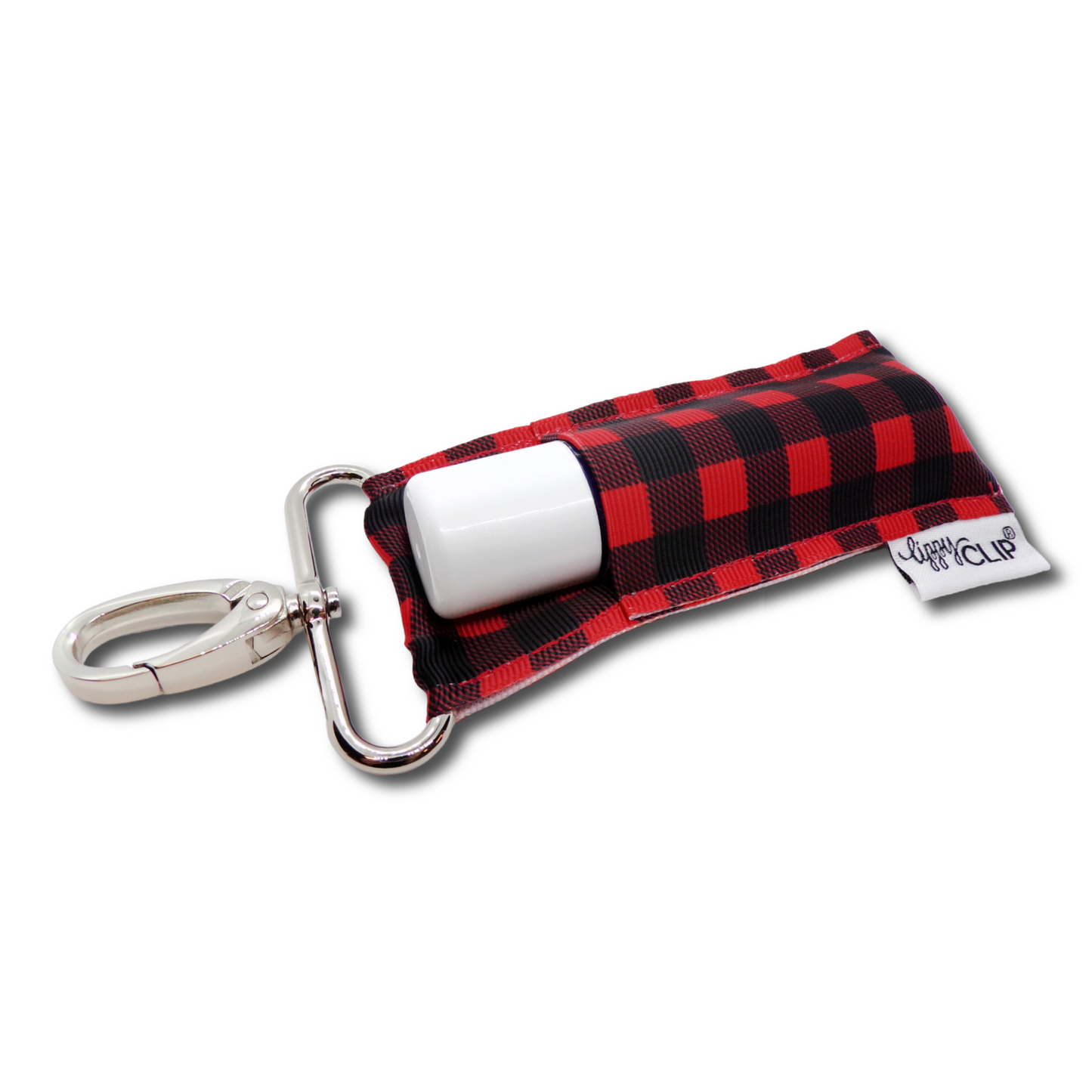Buffalo Plaid LippyClip KISS for larger lip balms, essential oil rollers, etc.