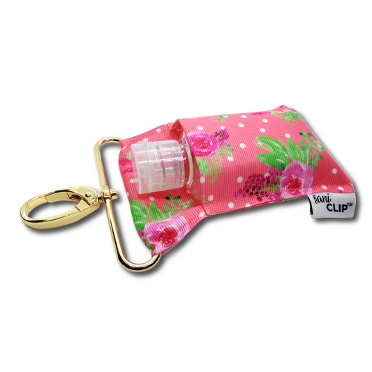 Coral Floral SaniClip Hand Sanitizer Holder - made to order