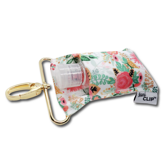 Coral Floral SaniClip Hand Sanitizer Holder - No Packaging