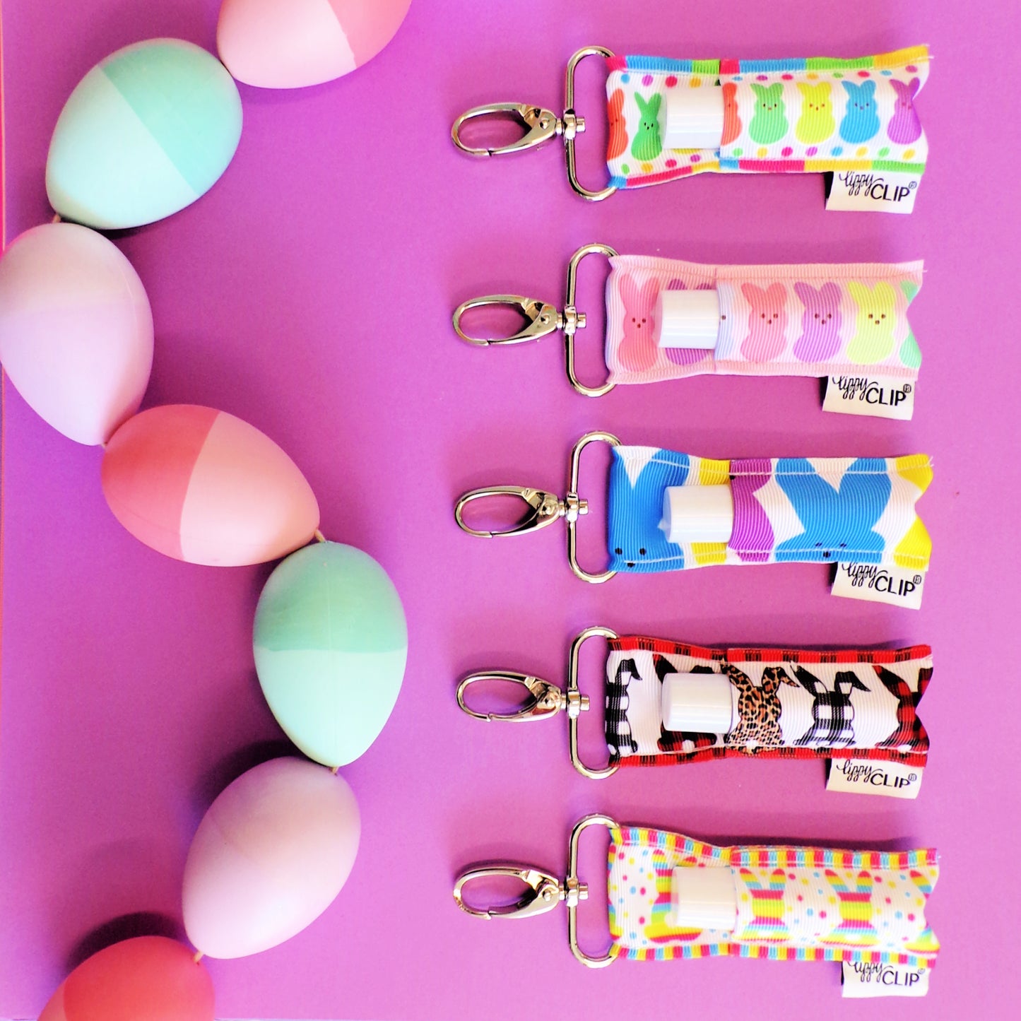 Patterned Bunnies LippyClip® Lip Balm Holder