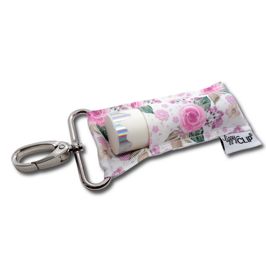 Feminine Floral LippyClip KISS for larger lip balms, essential oil rollers, etc.