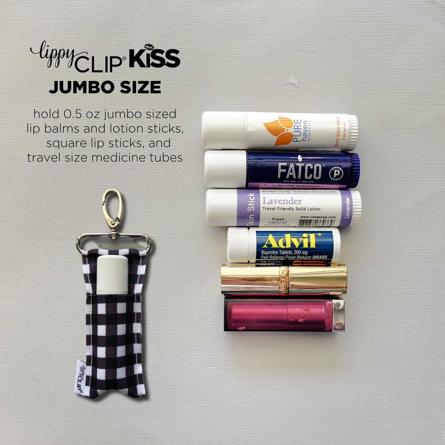 Pink Leopard LippyClip KISS for larger lip balms, essential oil rollers, etc.