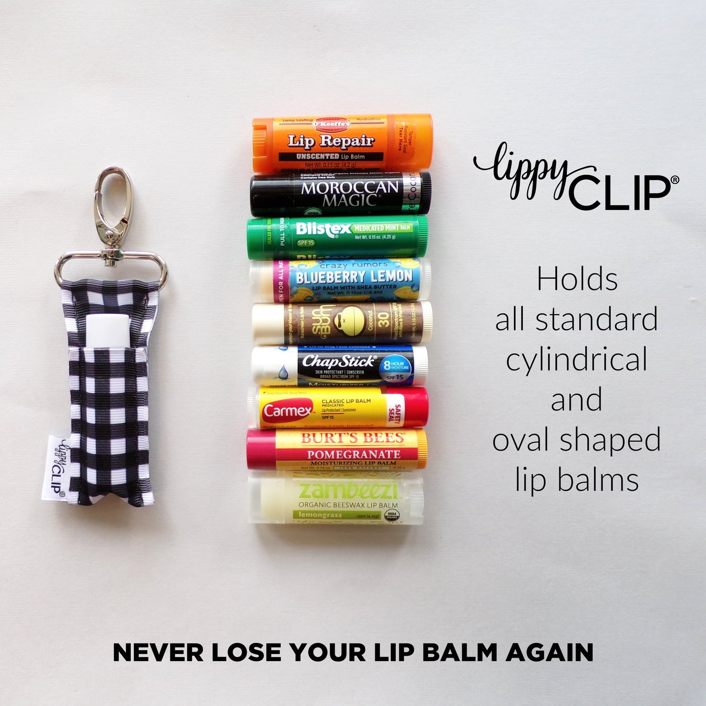 Taupe Blue and Green Stripe LippyClip® Lip Balm Holder
