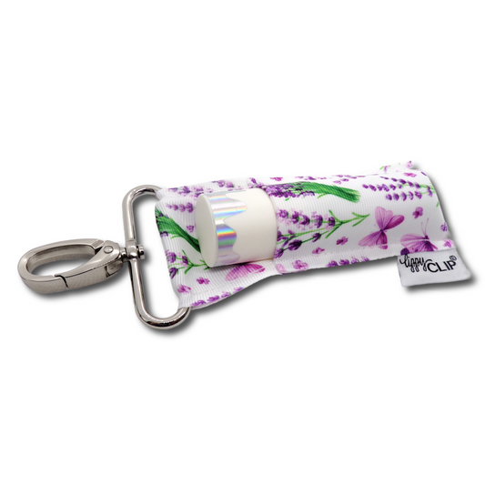 Lavender Floral LippyClip KISS for larger lip balms, essential oil rollers, etc.