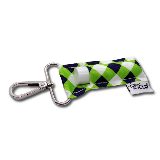 Navy and Lime Plaid LippyClip® - Economy Hardware + No Packaging