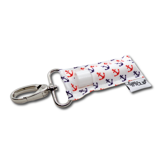 Navy and Red Anchors LippyClip® Lip Balm Holder