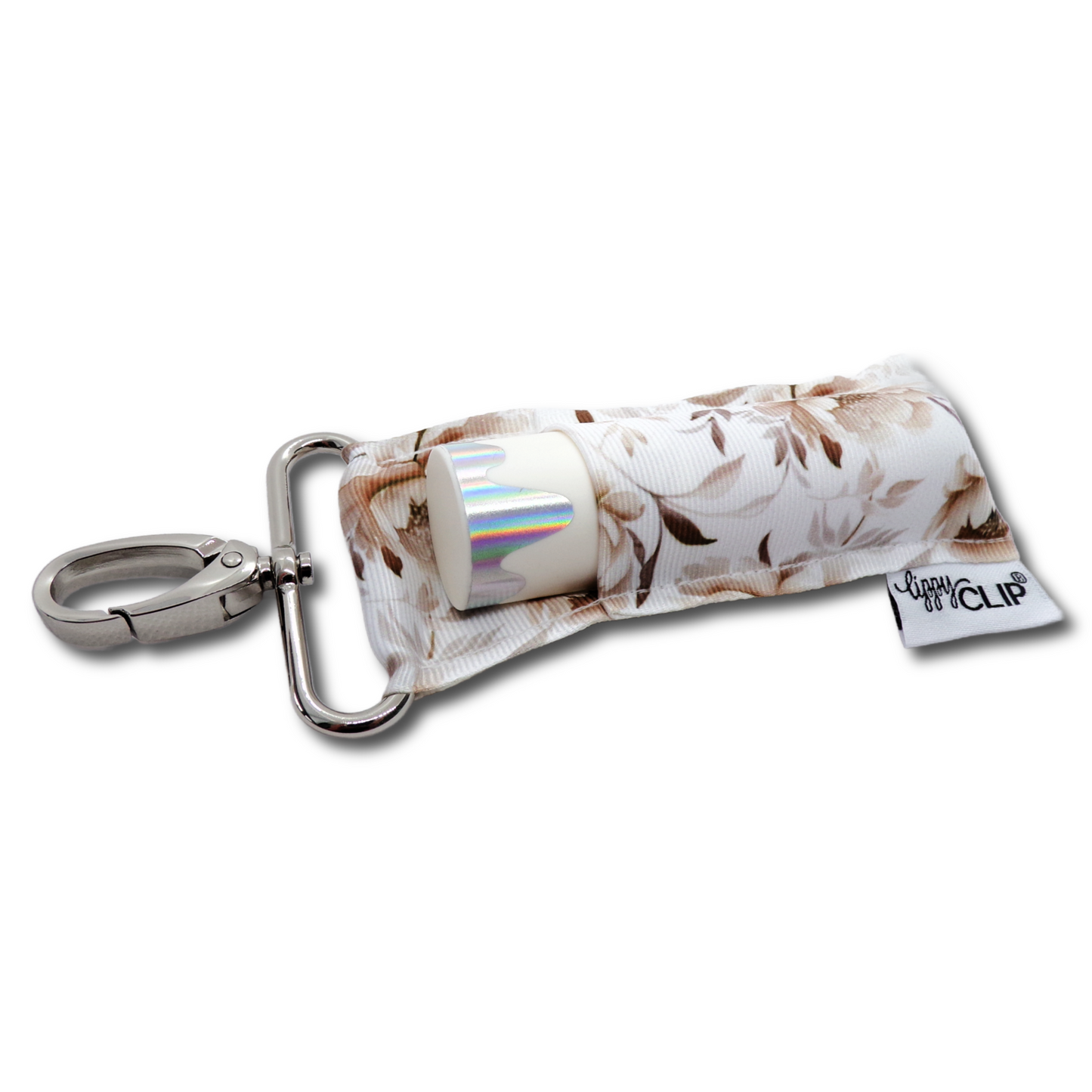 Neutral Floral LippyClip KISS for larger lip balms, essential oil rollers, etc.