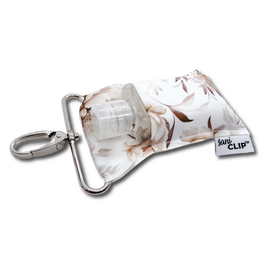 Neutral Floral SaniClip Hand Sanitizer Holder - made to order