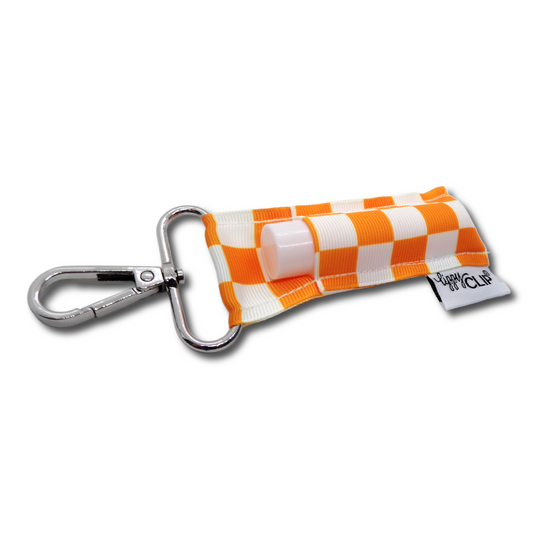 Orange and White Checkerboard LippyClip® - Economy Hardware + No Packaging