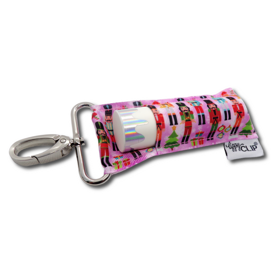 Pink Nutcracker LippyClip KISS for larger lip balms, essential oil rollers, etc.