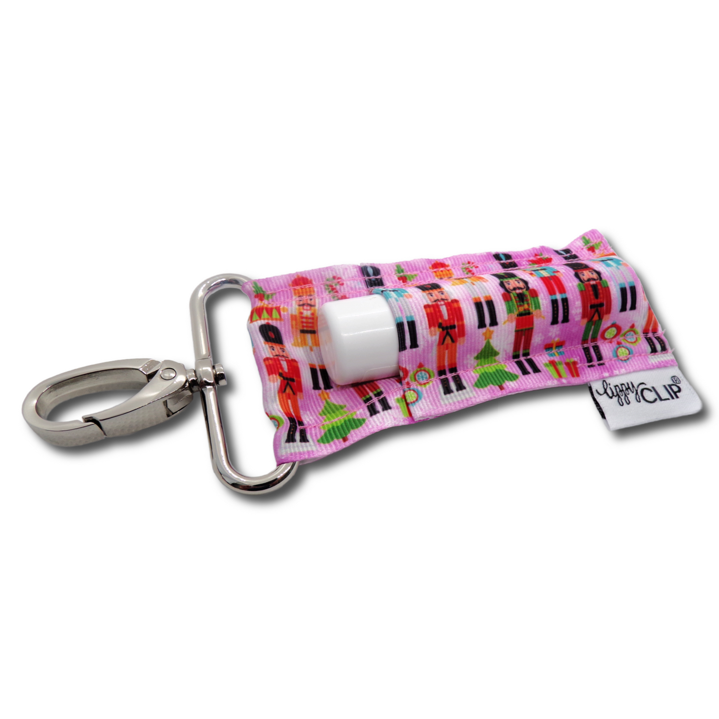 Pink Nutcracker LippyClip KISS for larger lip balms, essential oil rollers, etc.