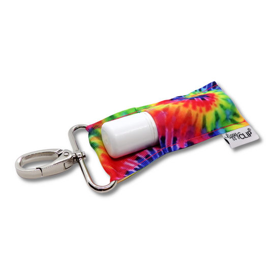 Tie Dye LippyClip KISS for larger lip balms, essential oil rollers, etc.