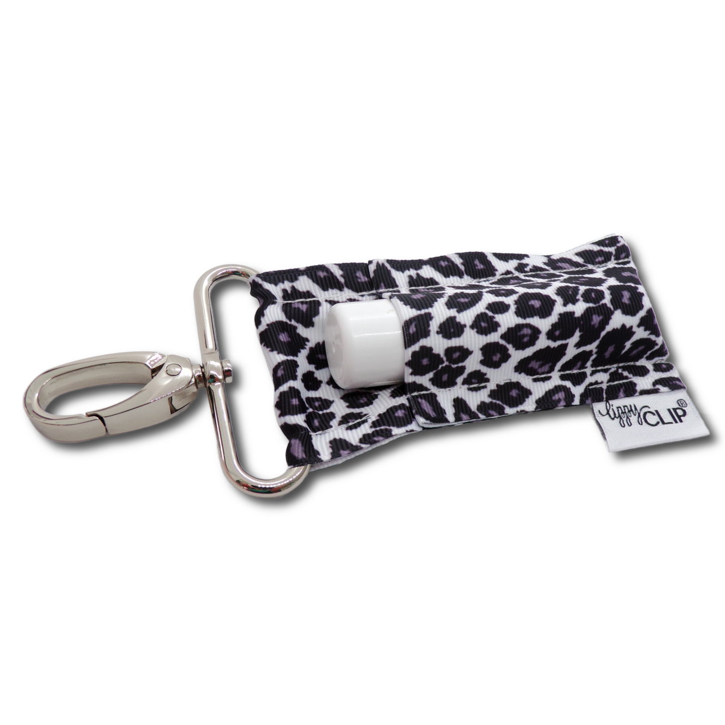 White Leopard LippyClip KISS for larger lip balms, essential oil rollers, etc.