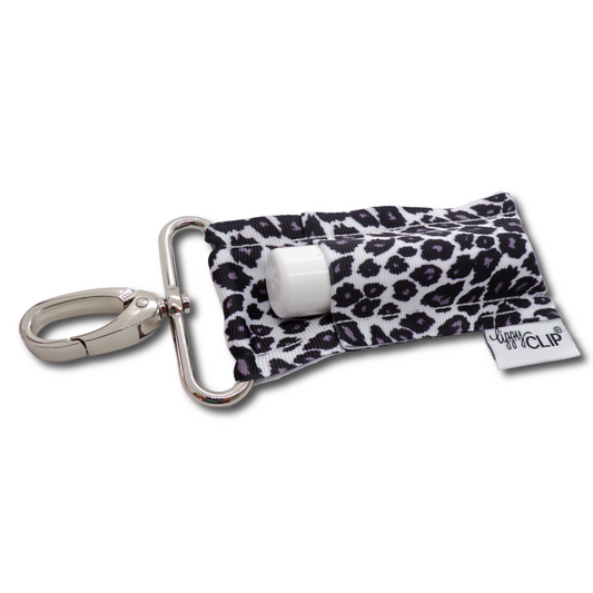 White Leopard LippyClip KISS for larger lip balms, essential oil rollers, etc.