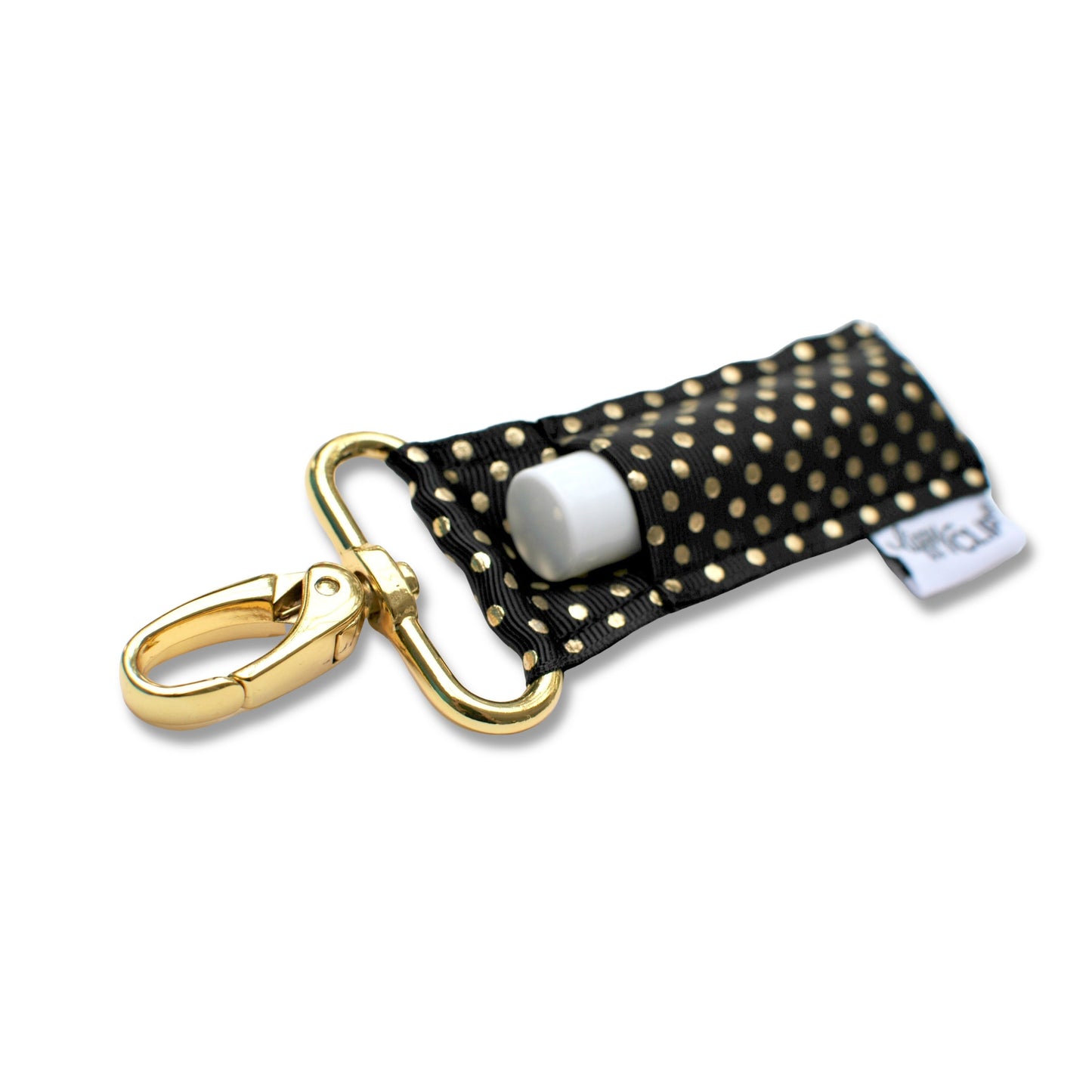 Gold Dots on Black LippyClip® Lip Balm Holder