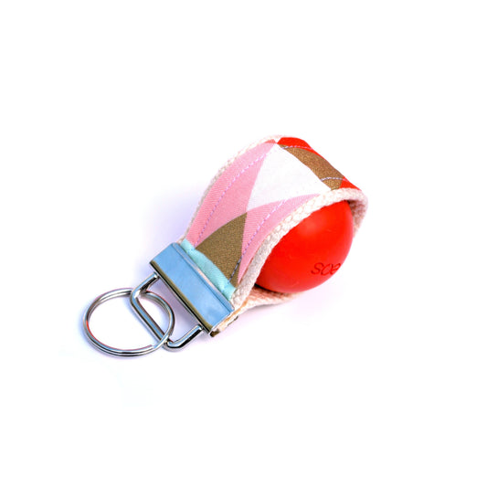 LippyLoop™ EOS Holder Keychain:  Coral Mint and Gold Geometric